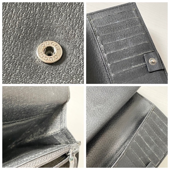 Gucci black monogram canvas and leather double snap long wallet - Picture 8 of 10